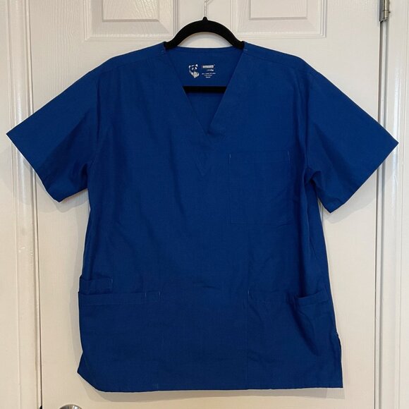 *Scrubs 2 Sets for $9.60* EUC Pandamed Unisex Scrubs Set Top/Bottom Royal Blue - Picture 2 of 6